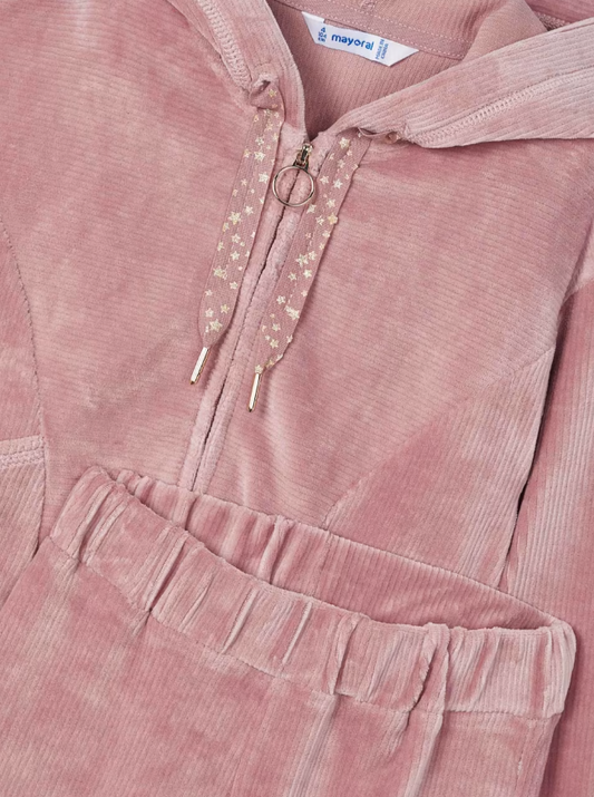 2pc Rose Corduroy Hooded Pant Set
