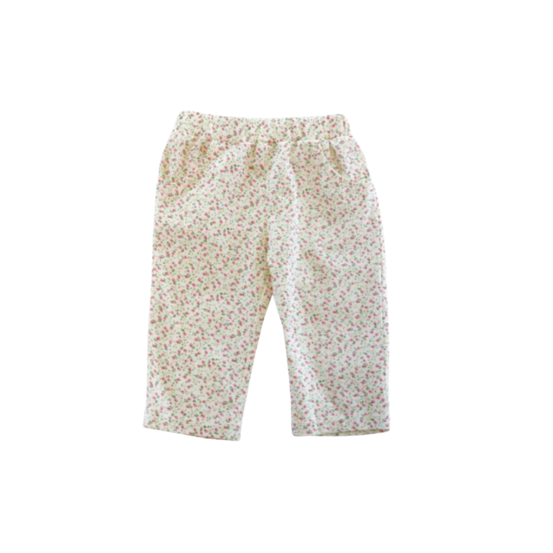 2pc Ruffled Floral Top w Bow Detail on Straps w pants