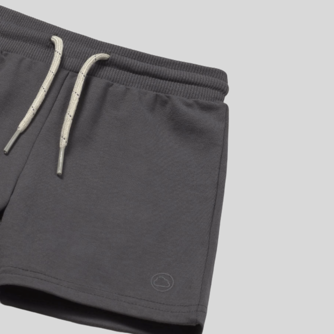 2pc White Tee w Car Applique w Charcoal Shorts