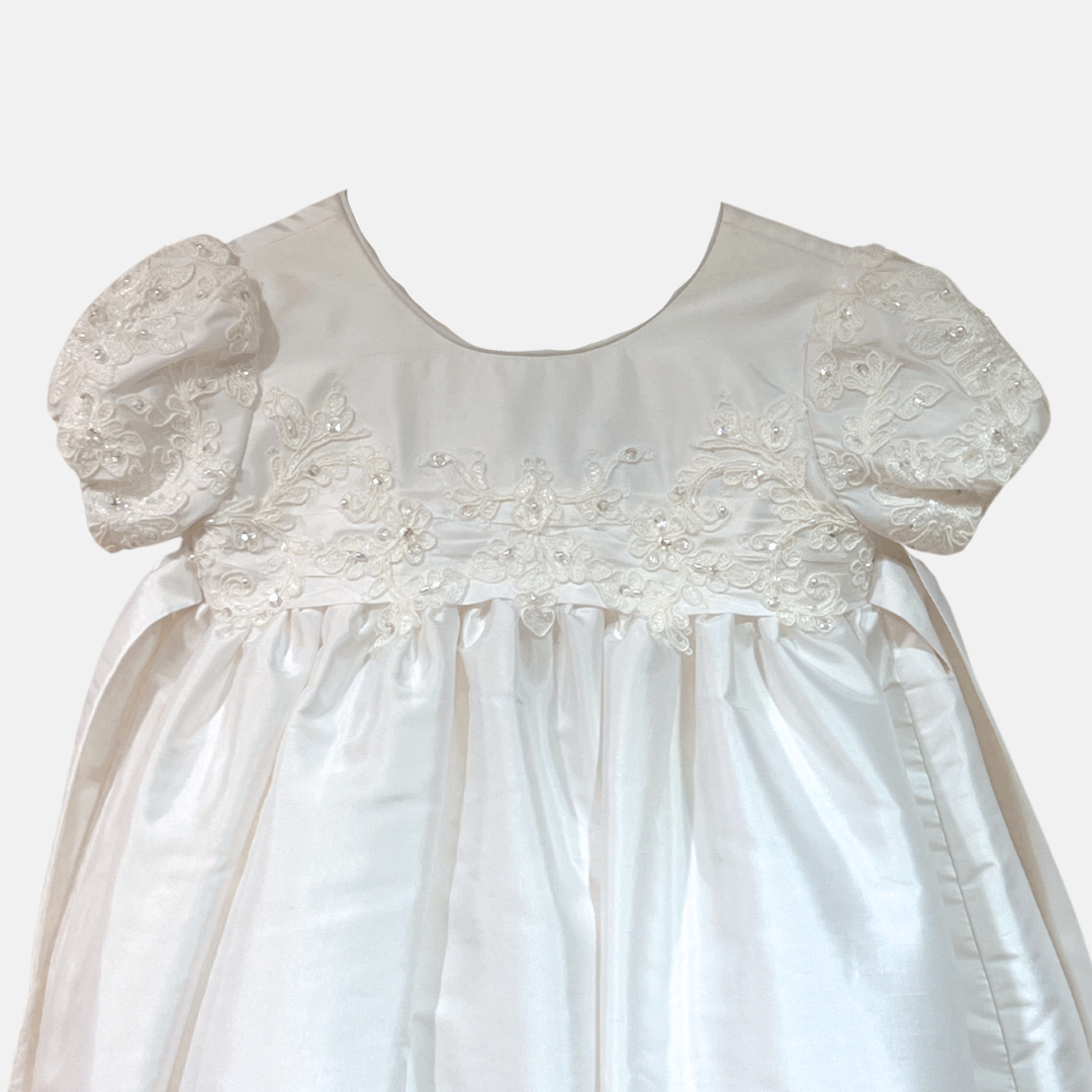 2pc Elegant Christening Dress with Matching Bonnet