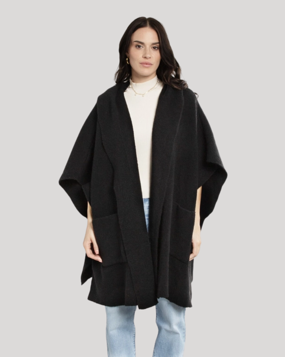 Black Hooded Oversize Kimono