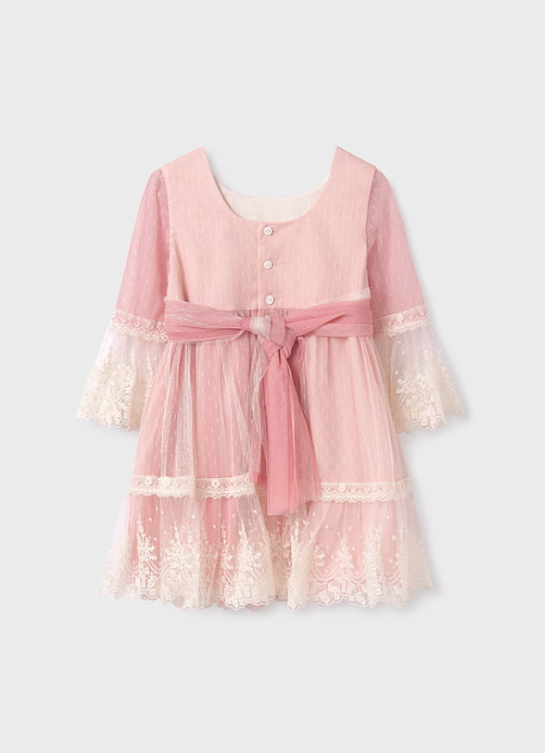 Soft Pink w Ivory Lace Overlay Dress