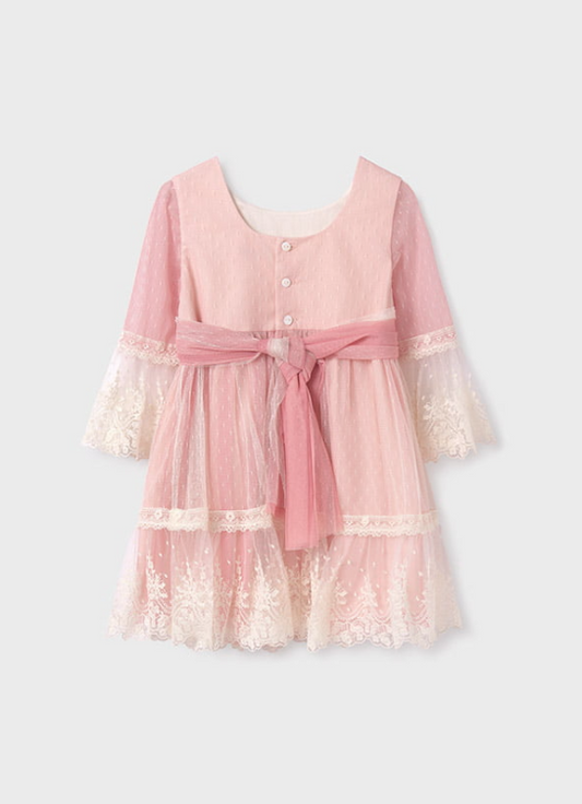 Soft Pink w Ivory Lace Overlay Dress