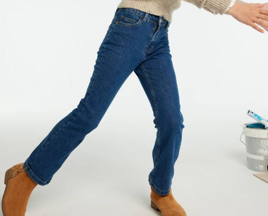 Navy Basic Flared Jeans