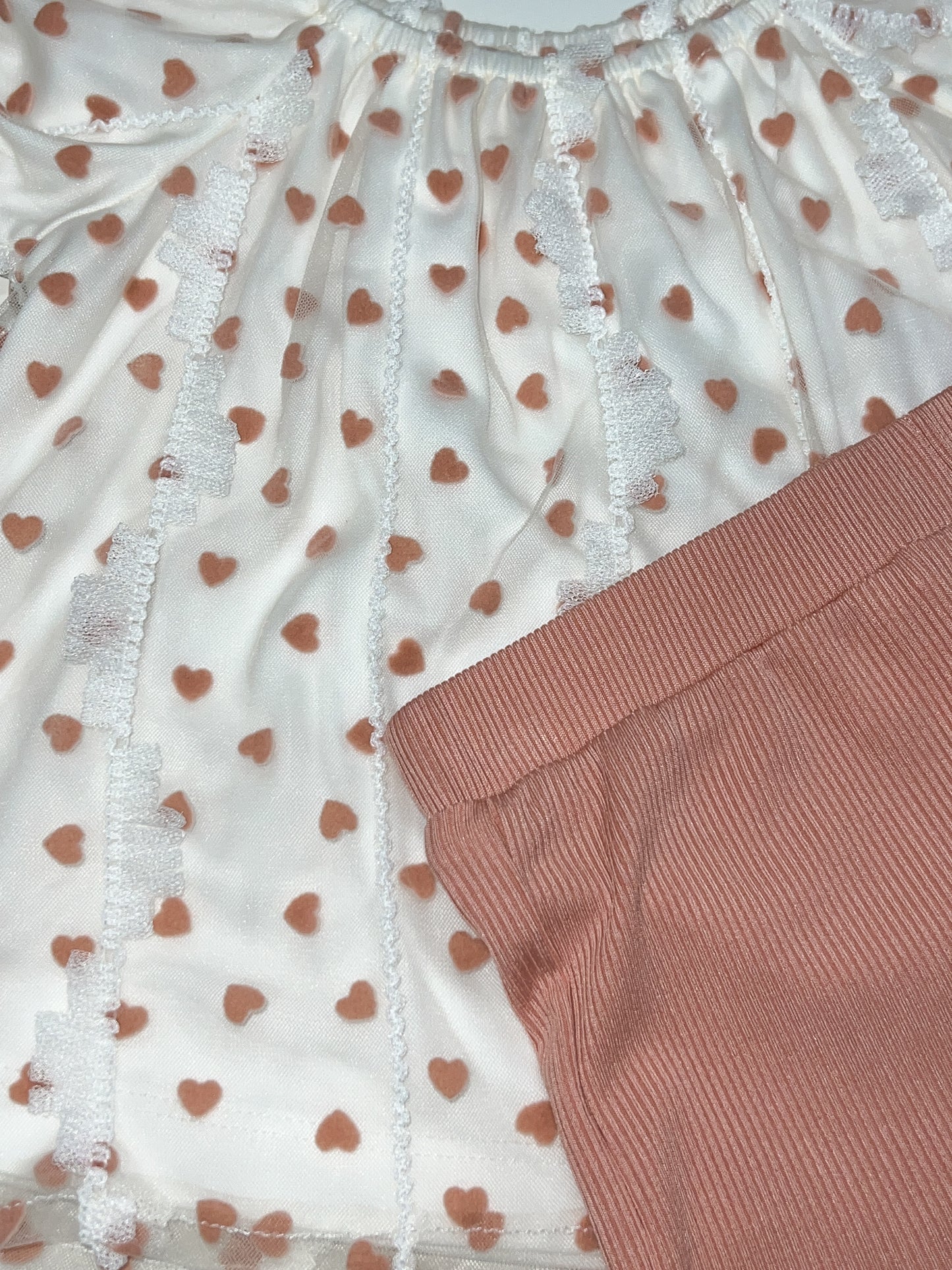 2pc Aurora Heart Netting Top w Knit Shorts