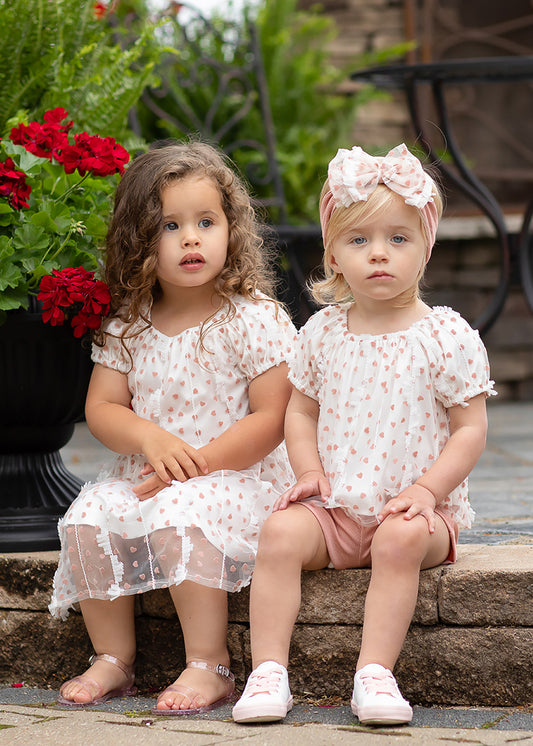 2pc Aurora Heart Netting Top w Knit Shorts