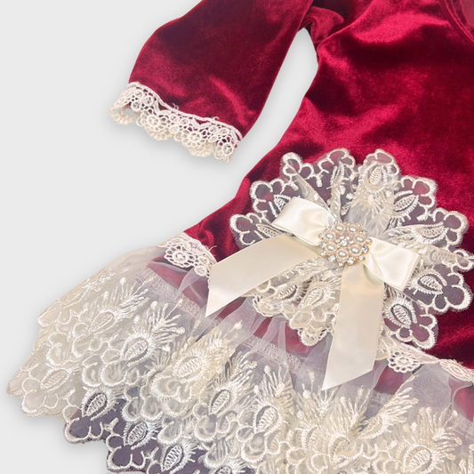 girls red velvet lace set, holiday outfit toddler girl, boutique girls Christmas outfit, red velvet tunic with pants, cotton baby girl holiday outfit, boutique baby girl clothing Expressions Boutique NY, toddler girl lace trim velvet set, festive boutique girls outfit, special occasion velvet outfit girls, elegant holiday outfit for toddlers