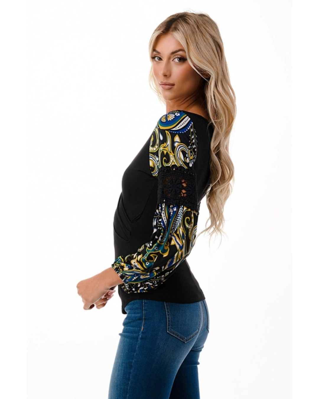 Green/Black Wrap Top