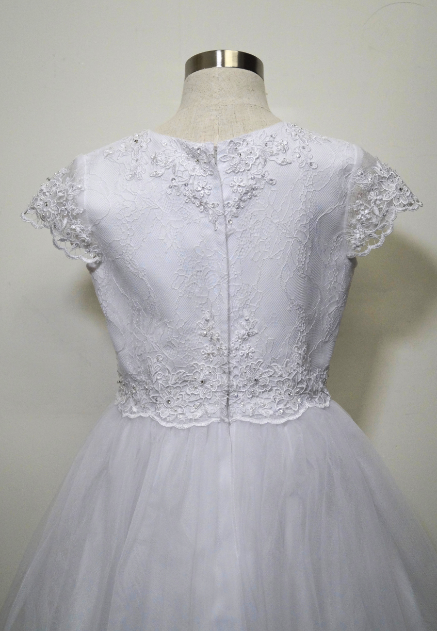 Short Sleeve Lace Bodice with Tulle Skirt Dress
