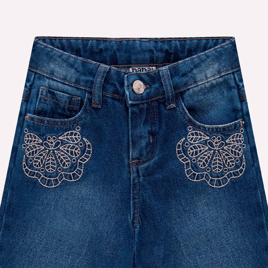 girls embroidered denim pants, wide leg jeans kids, boutique denim with embroidery, toddler girl stylish jeans, blue jeans with applique kids, girls boutique fashion denim, children’s embroidered denim trousers, wide leg pants boutique kids, trendy jeans for girls toddler, boutique quality denim kids