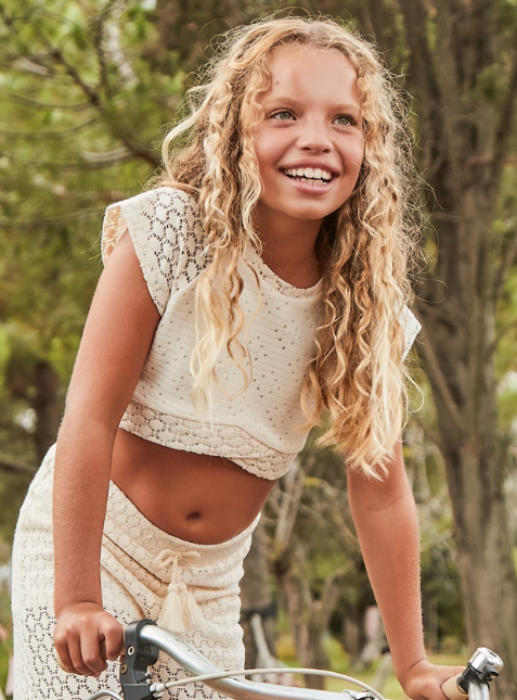 2pc Off White Crochet Top w Pant