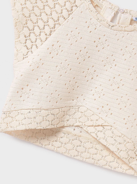 2pc Off White Crochet Top w Pant