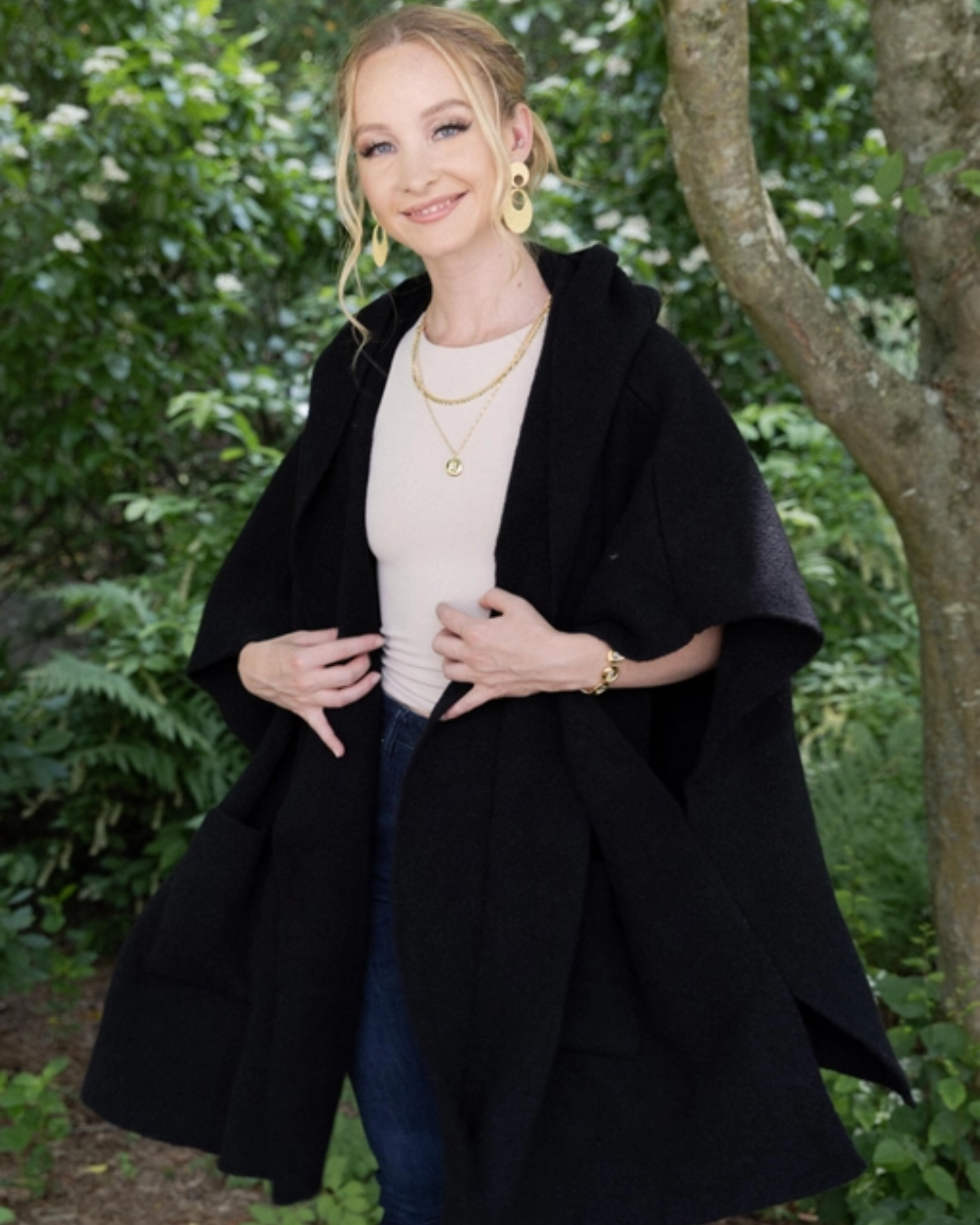 Black Hooded Oversize Kimono