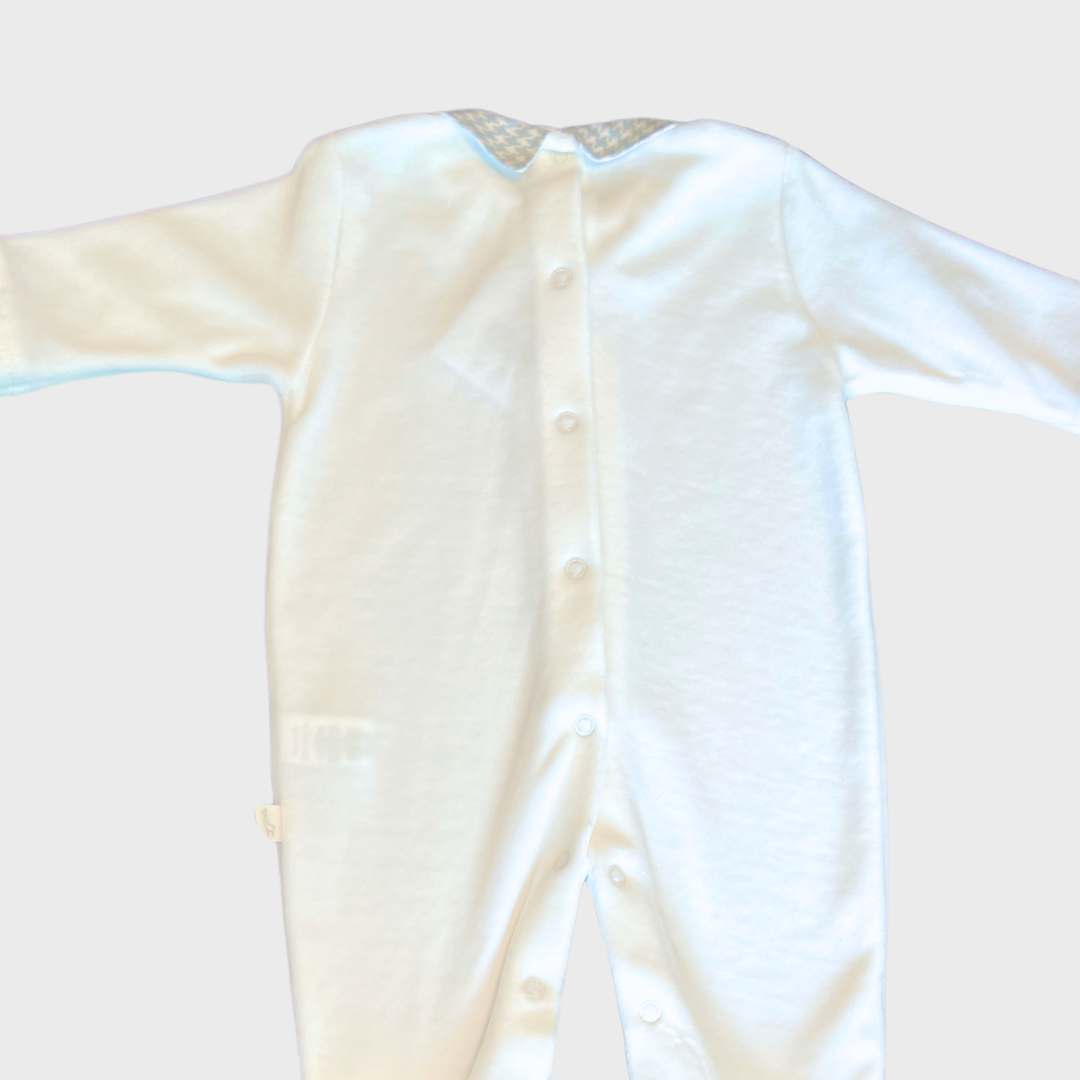 Ivory Velour Footie