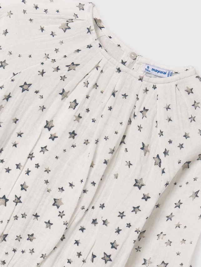Off White Gauze Top w Scattered Stars