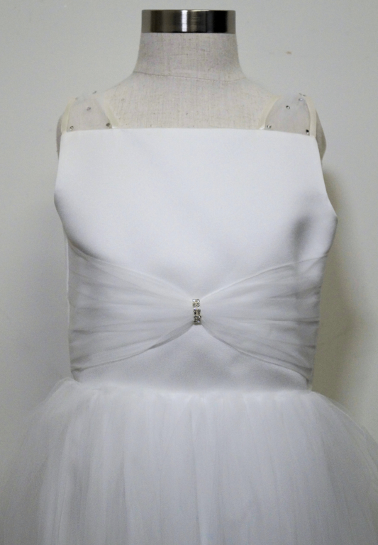 Tulle and Satin w Double Ruffle Skirt Communion Dress