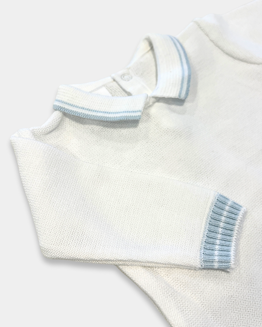 baby boy knit overall set, blue and white baby outfit, boutique baby boy clothing, knit baby boy romper, newborn knit outfit boy, baby boy christening outfit, baby boy holiday outfit, boutique knit baby clothes, baby shower gift boy, Expressions Boutique NY, Woodbury baby boutique, knit baby outfit with footies