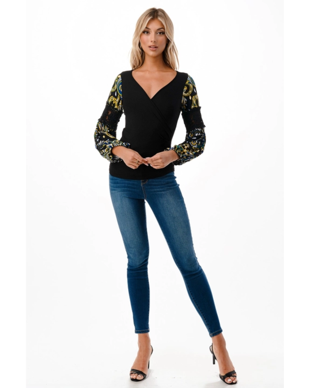 Green/Black Wrap Top