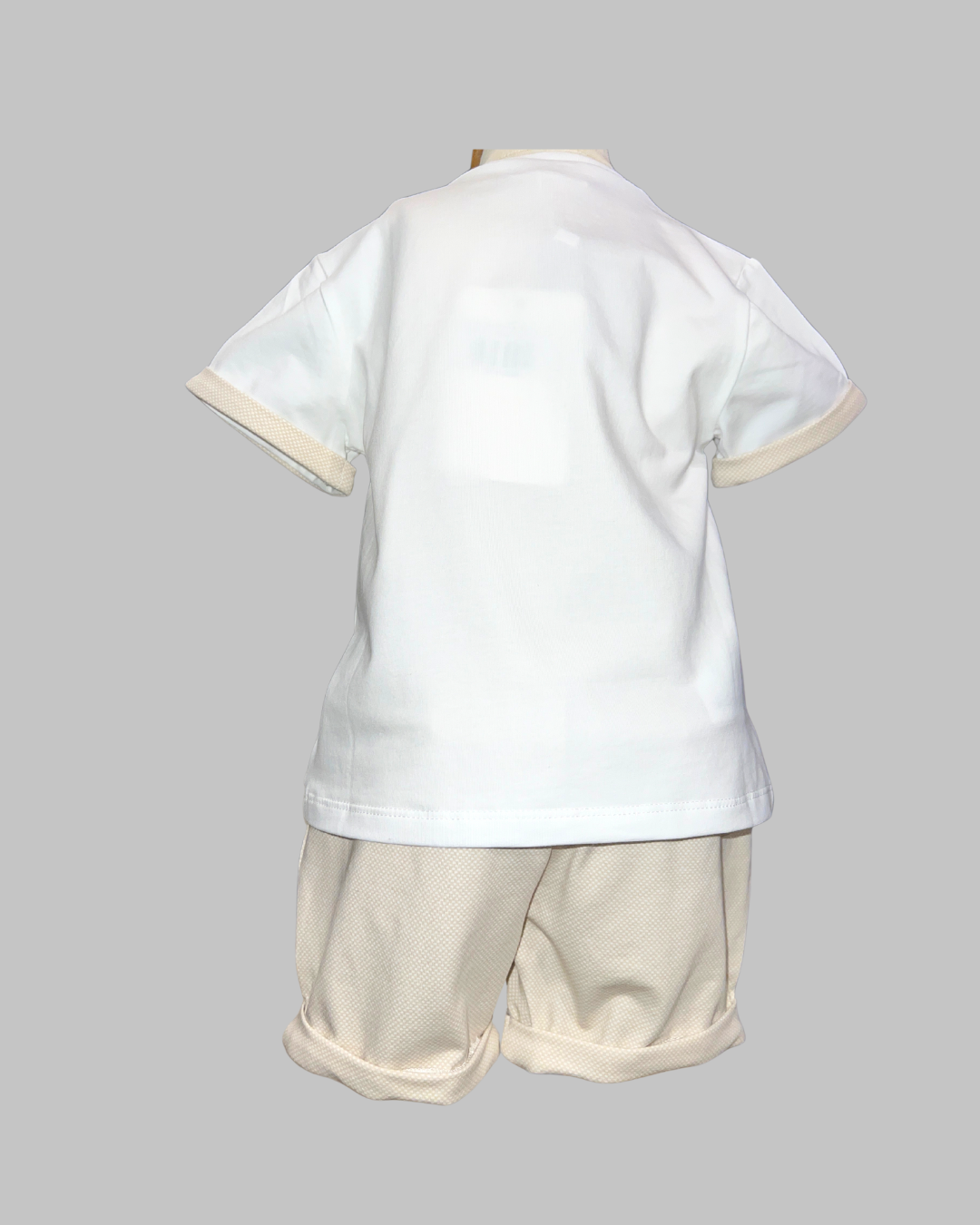 2pc White Tee Clothesline w Printed Shorts A