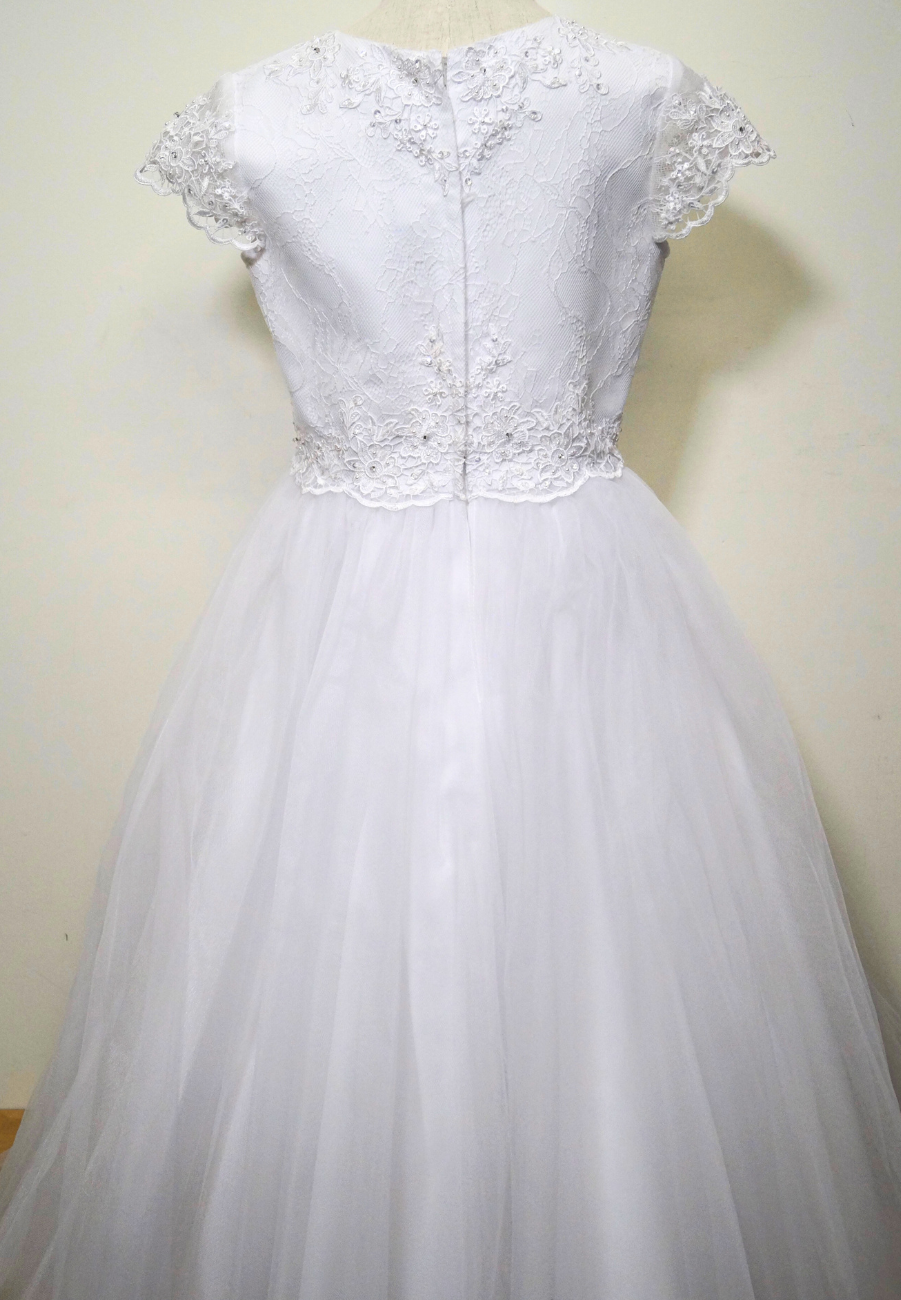 Short Sleeve Lace Bodice with Tulle Skirt Dress