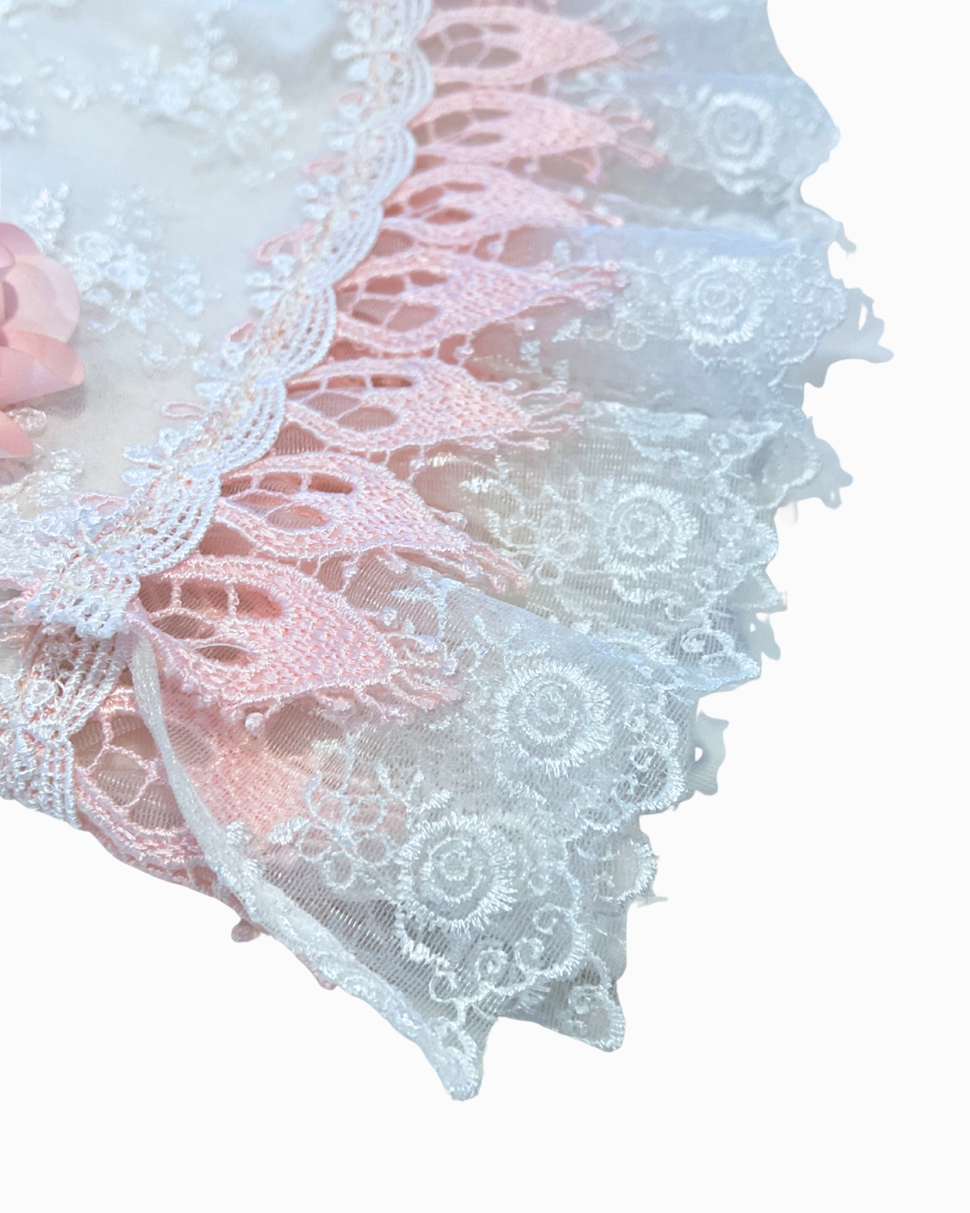 Aria 2pc White Lace w Pink Flower