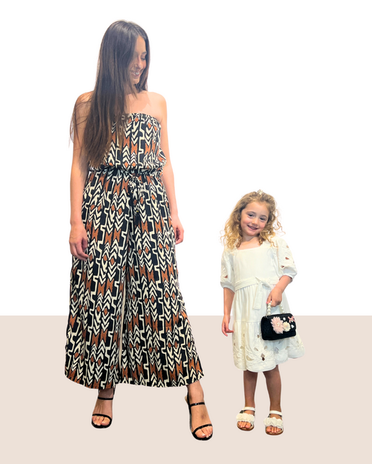 Brown & Black Strapless Romper