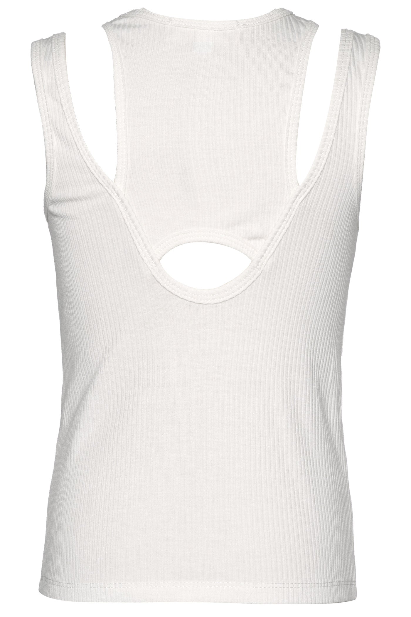 White Cutout Ribbed Tank Top