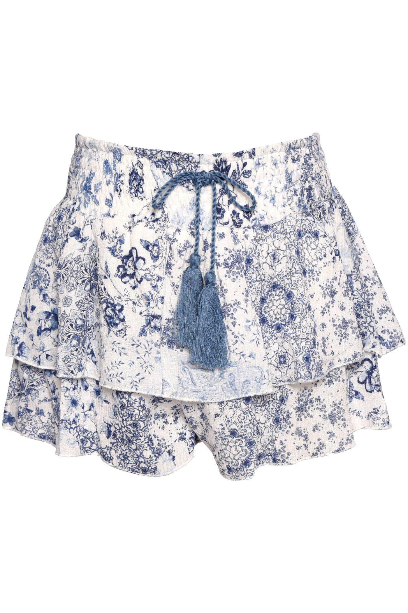 2pc Wht/Navy Printed Skort Set