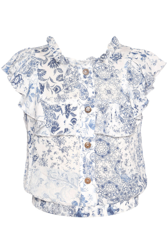 2pc Wht/Navy Printed Skort Set