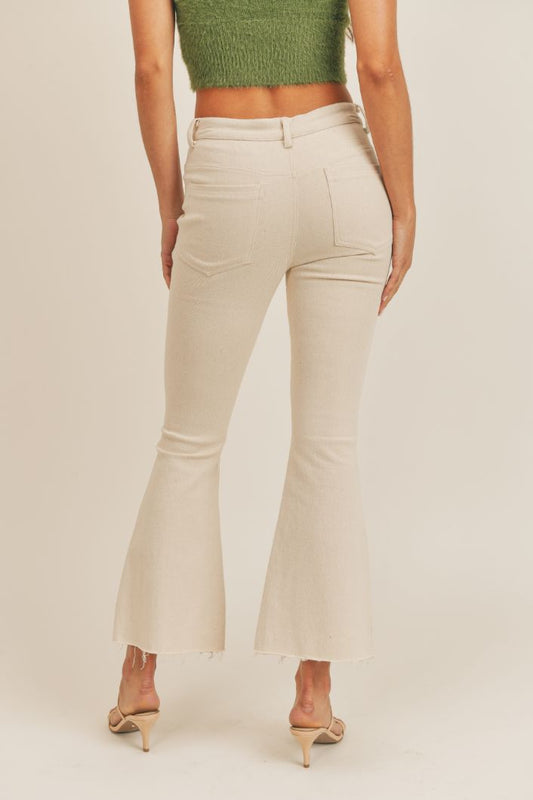 Oatmeal High Waisted Denim Flare