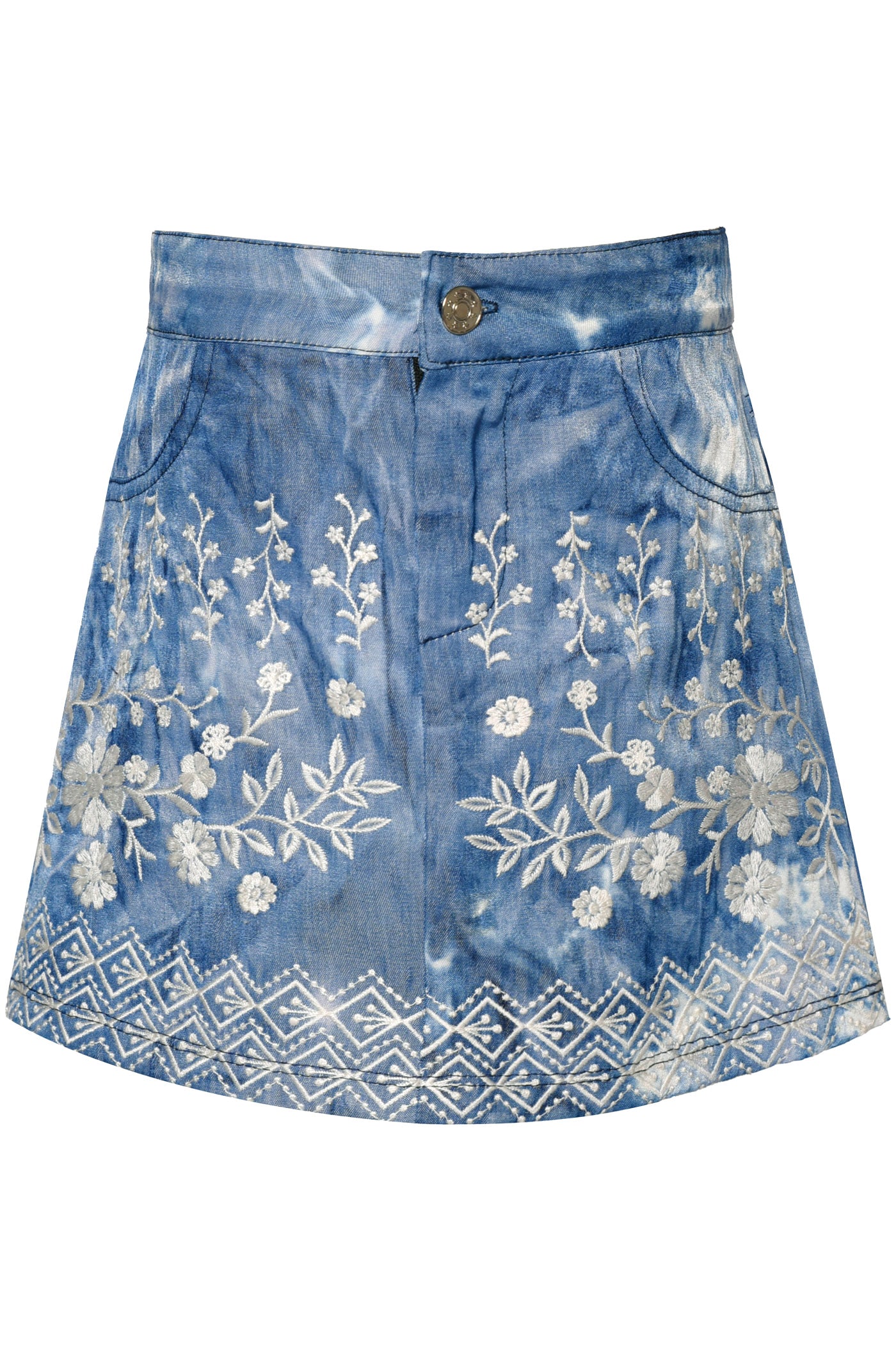 2pc Blue Multi Embroidered Mini Skirt Set