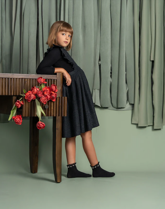 Pearl/Stud Ruffle Ankle