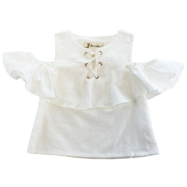 White Cold Shoulder Linen Top