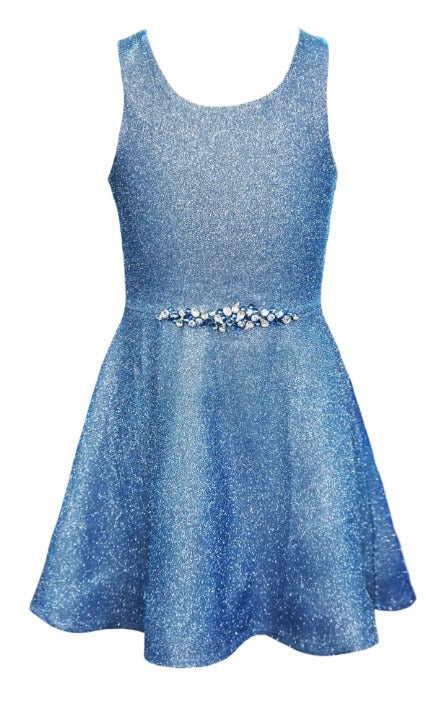 Blue Sparkle Dress w Rhinestone