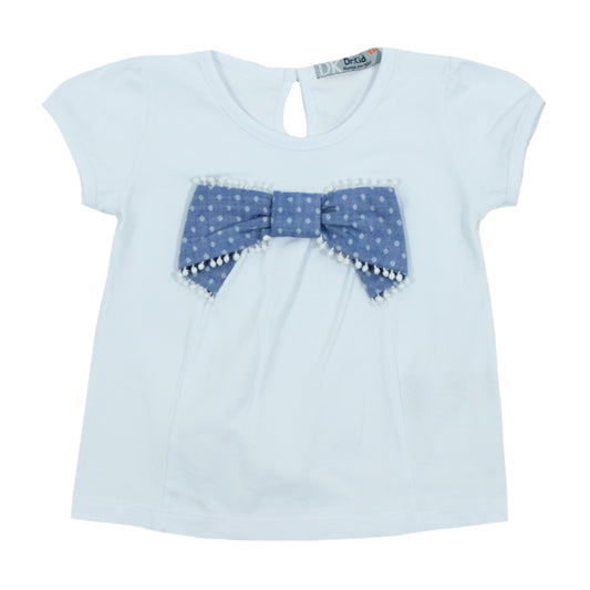 2pc Indigo Polka Dot Bow tee w matching Shorts