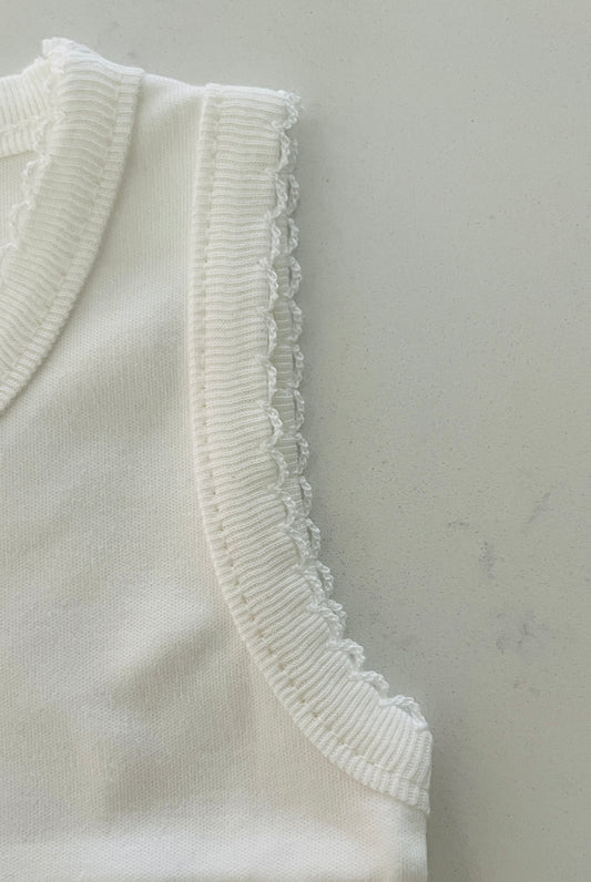 Eda baby Off-White Solid Sleeveless Tank Onesie Undershirt