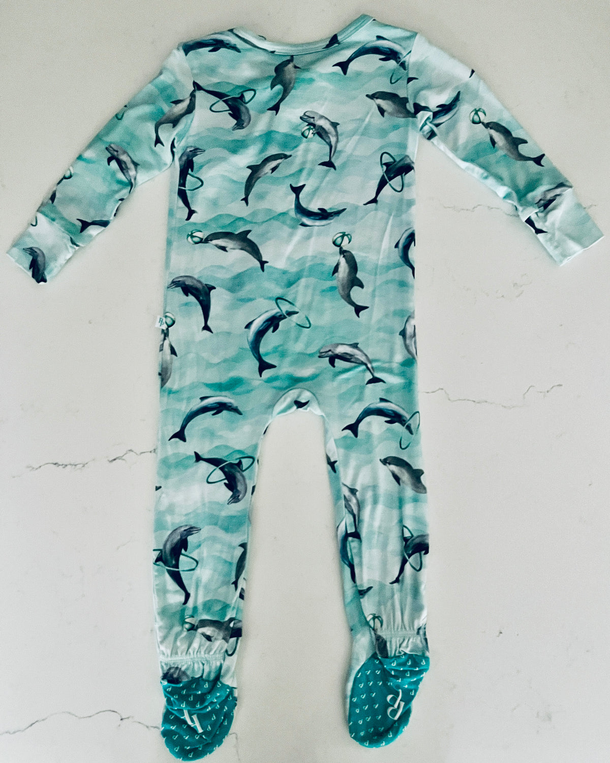 Posh Peanut Skipper Light Blue Long Sleeve Footie - Baby Girls’ Zippered One-Piece Pajamas