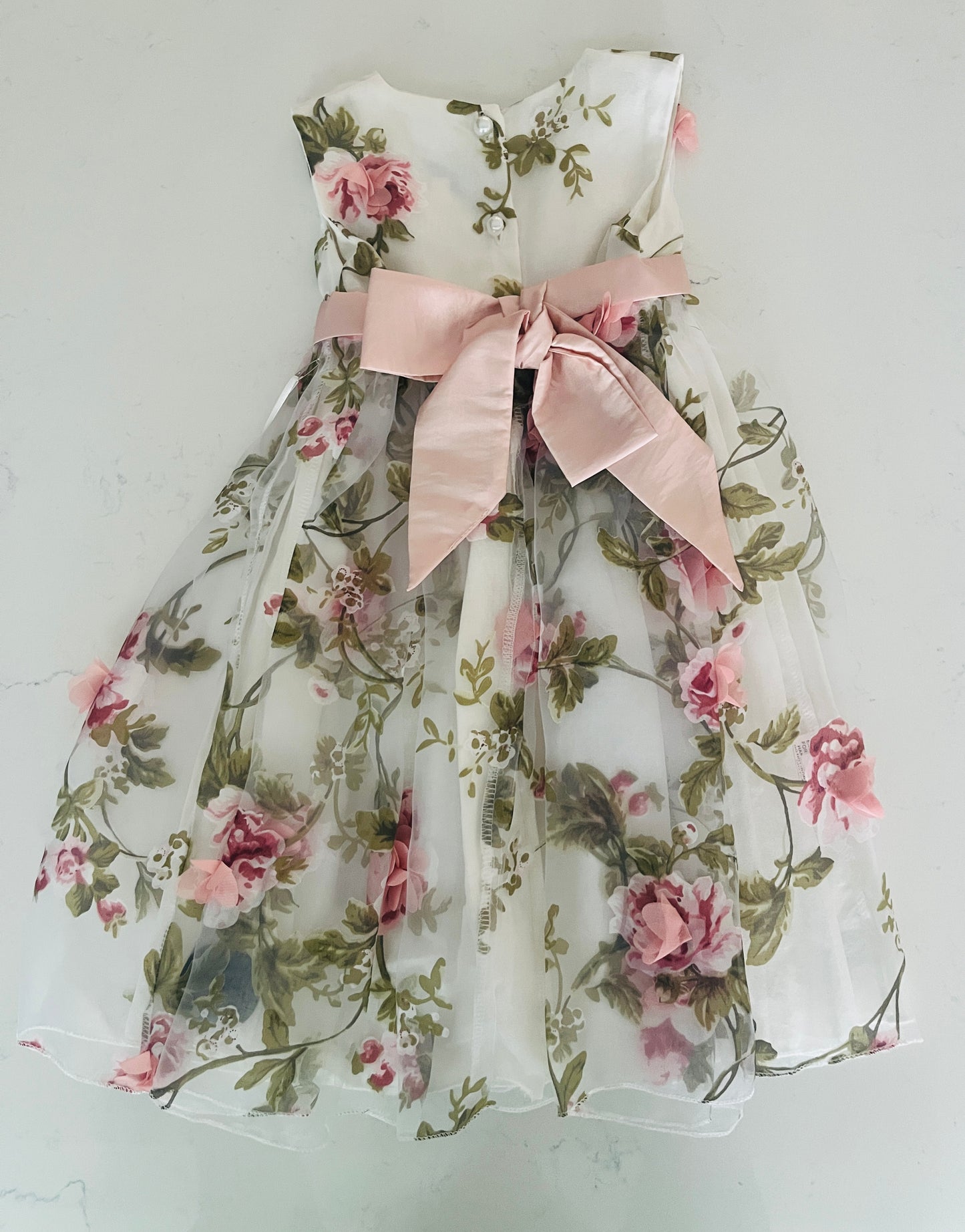 Blush Flutter 3D Rose Dress