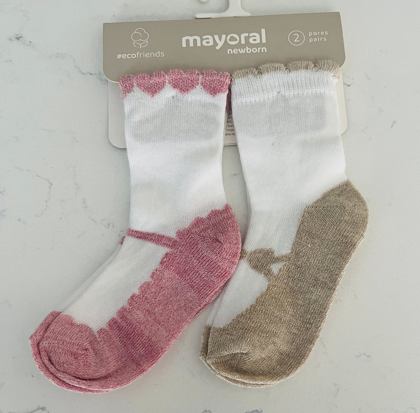 2pk girl socks - glitter pink and glitter gold faux Maryjane