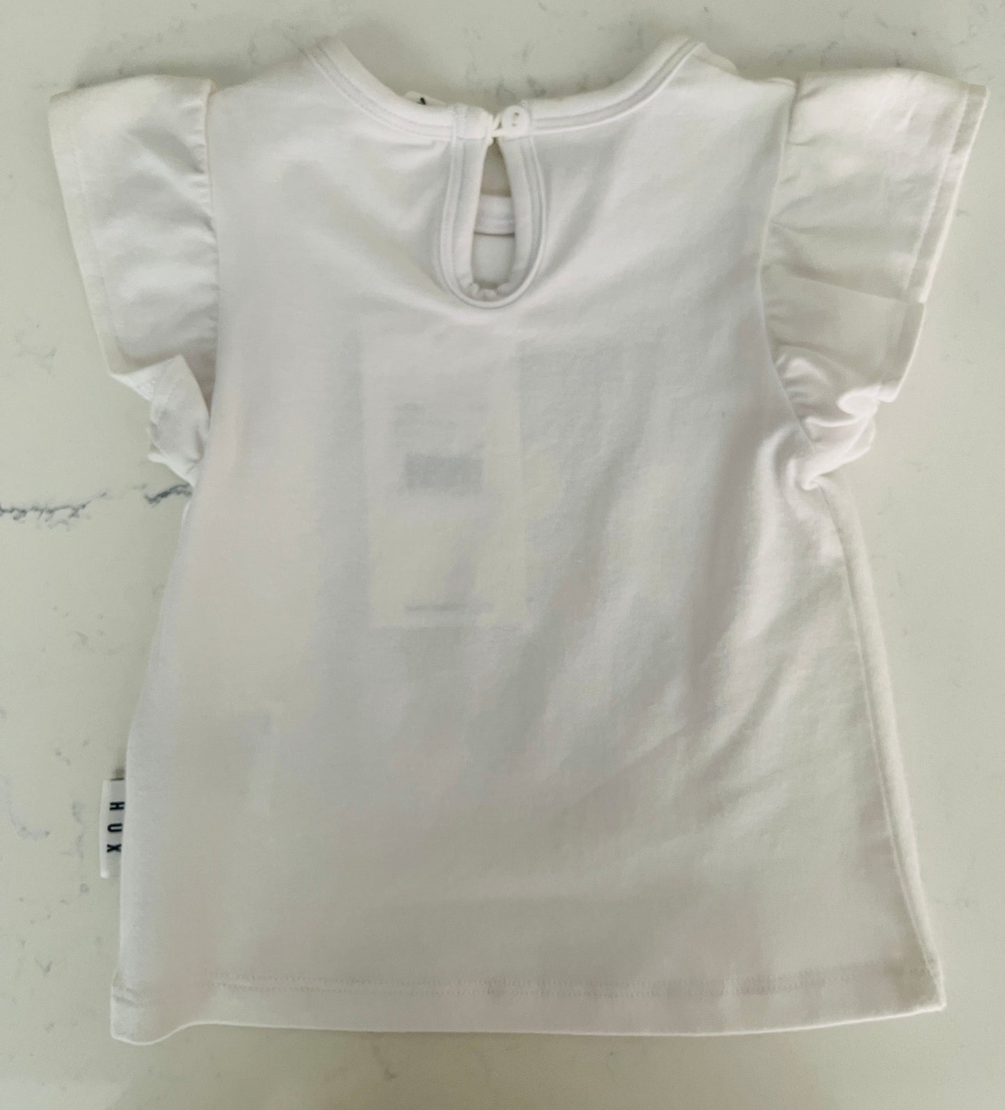White T-Shirt w Rhinestone Bow Detail on Front