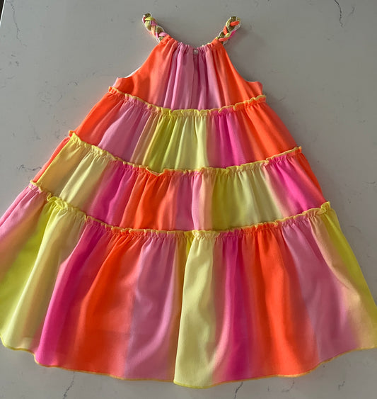 Pink Multi Rainbow Tierd Dress w Star