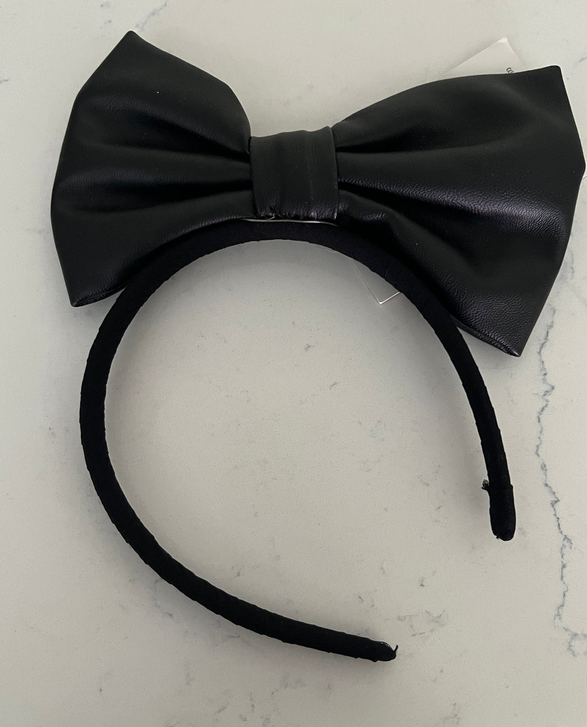 Ooh La La Black Faux Leather Headband w Bow - Girls’ Boutique Hair Accessory