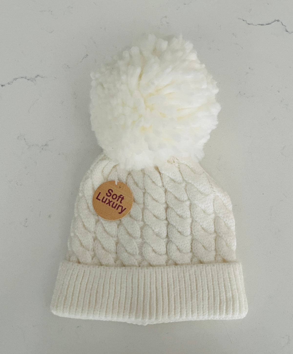 Off White Baby Knit Hat - Unisex Gender-Neutral Winter Hat