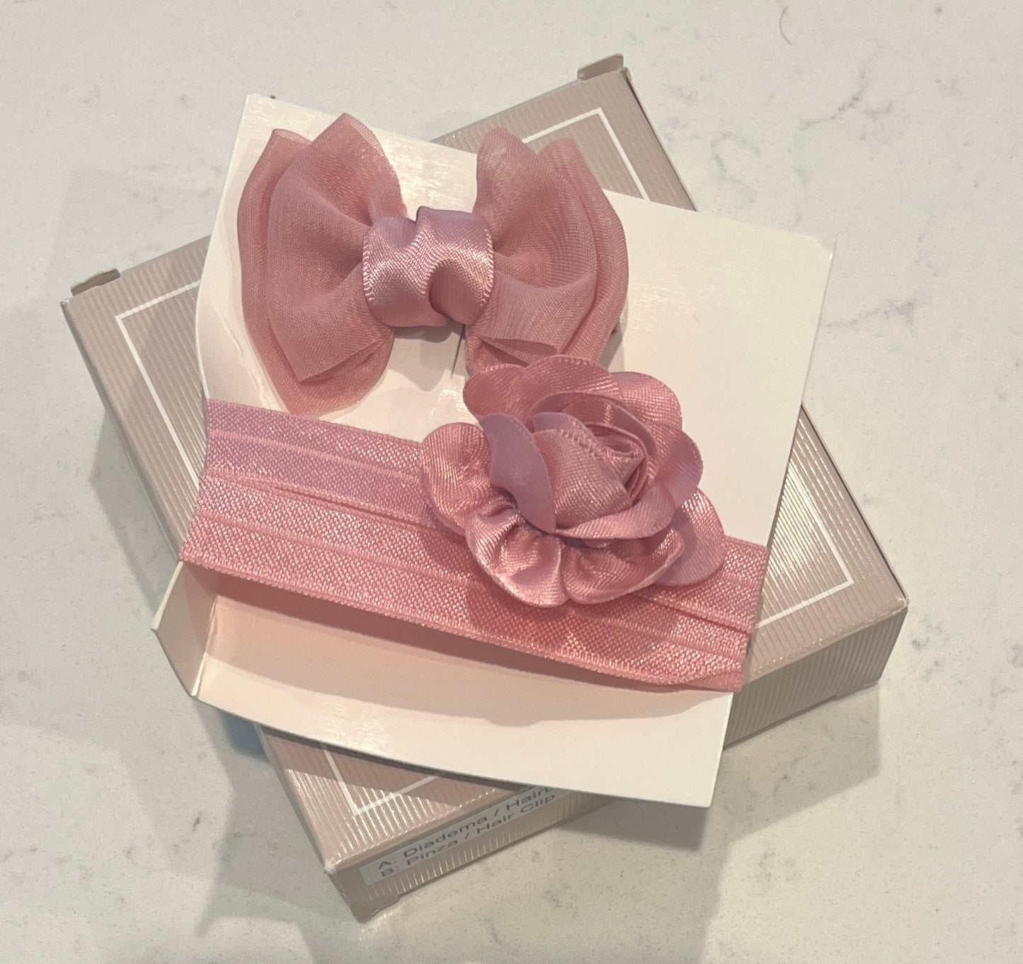 Mayoral Blush 2-Piece Baby Headband and Hair Clip Set