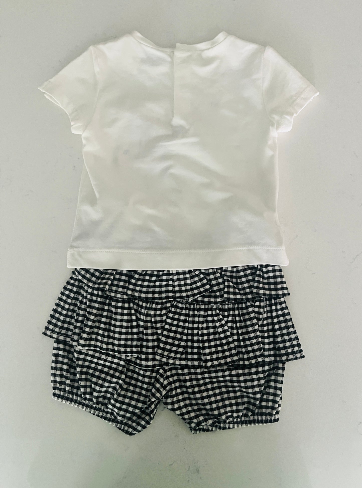 2pc Black & White Checked Short Set