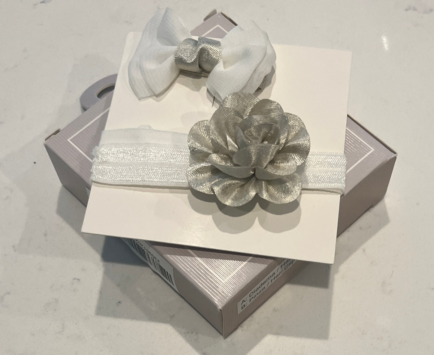 Mayoral Champagne 2-Piece Baby Headband and Hair Clip Set