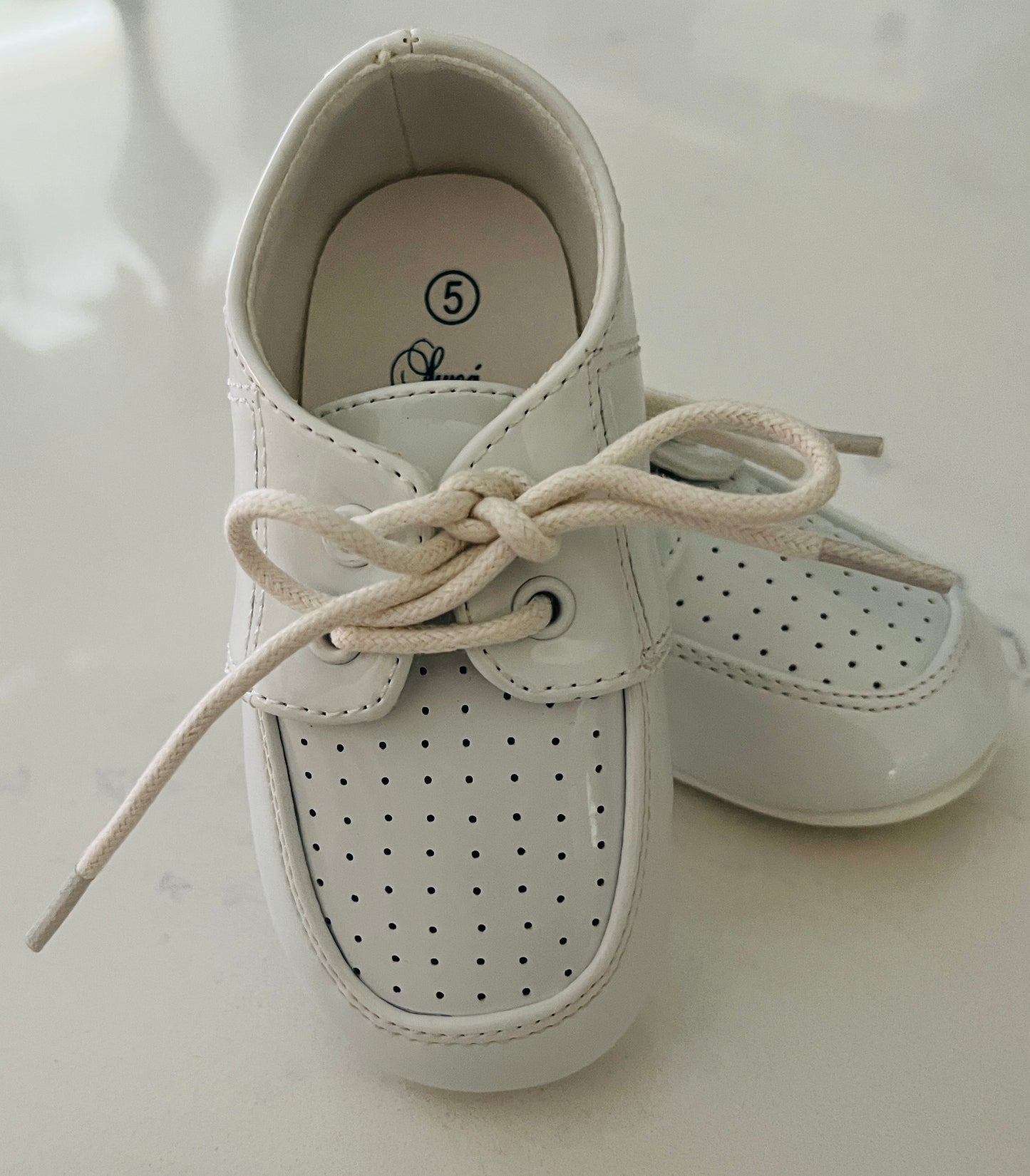 Drew White Patent Leather Lace-Up Baby Shoes