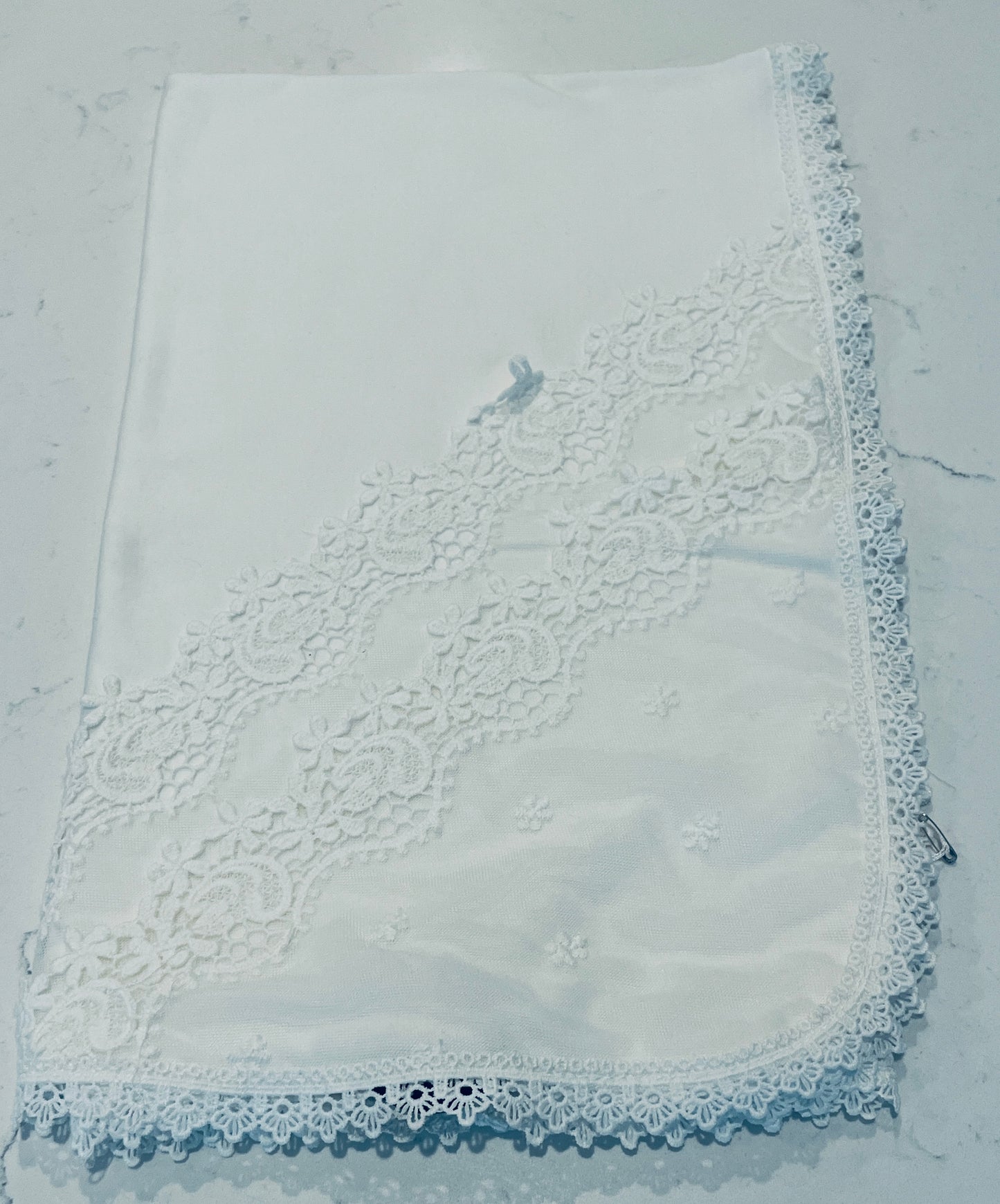 BeBe Gabrielle Ivory Baby Blanket with Lace Detail