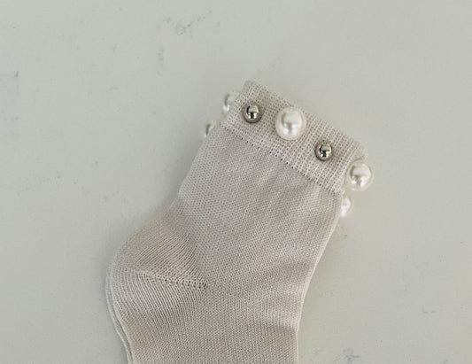 Short Socks With Pearl Studded cuff