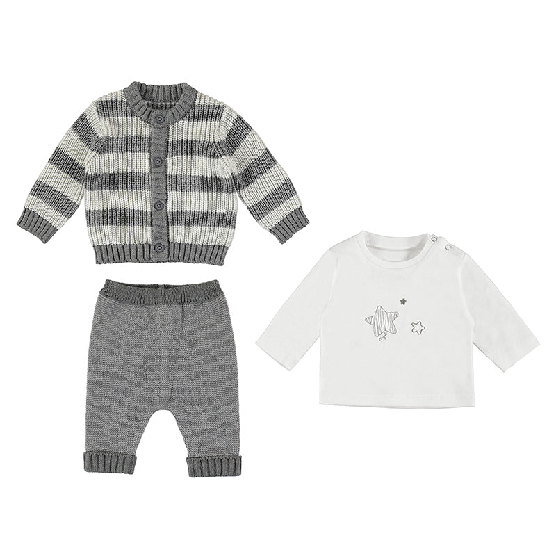 3pc Grey Sweater Set w Pants & Shirt